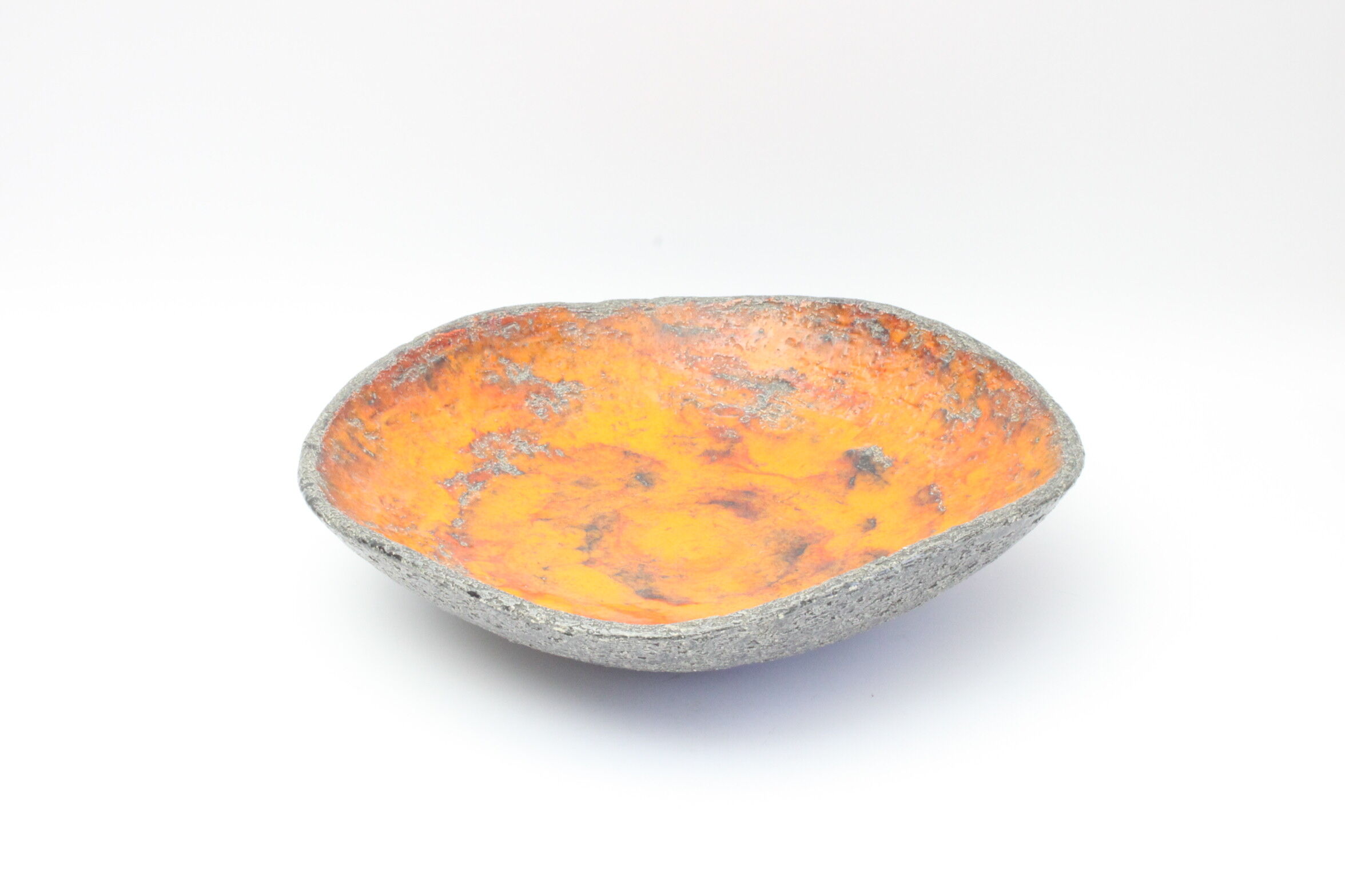 Orange lava glaze vide-poche or centrepiece bowl by Jan van Erp, the netherlands 1960s