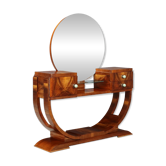 Antique Art Deco walnut dressing table with mirror, Italy, 20th century