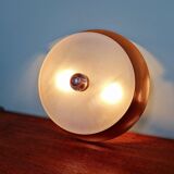 Plafonnier Art Déco en cuivre et verre dépoli, 1930