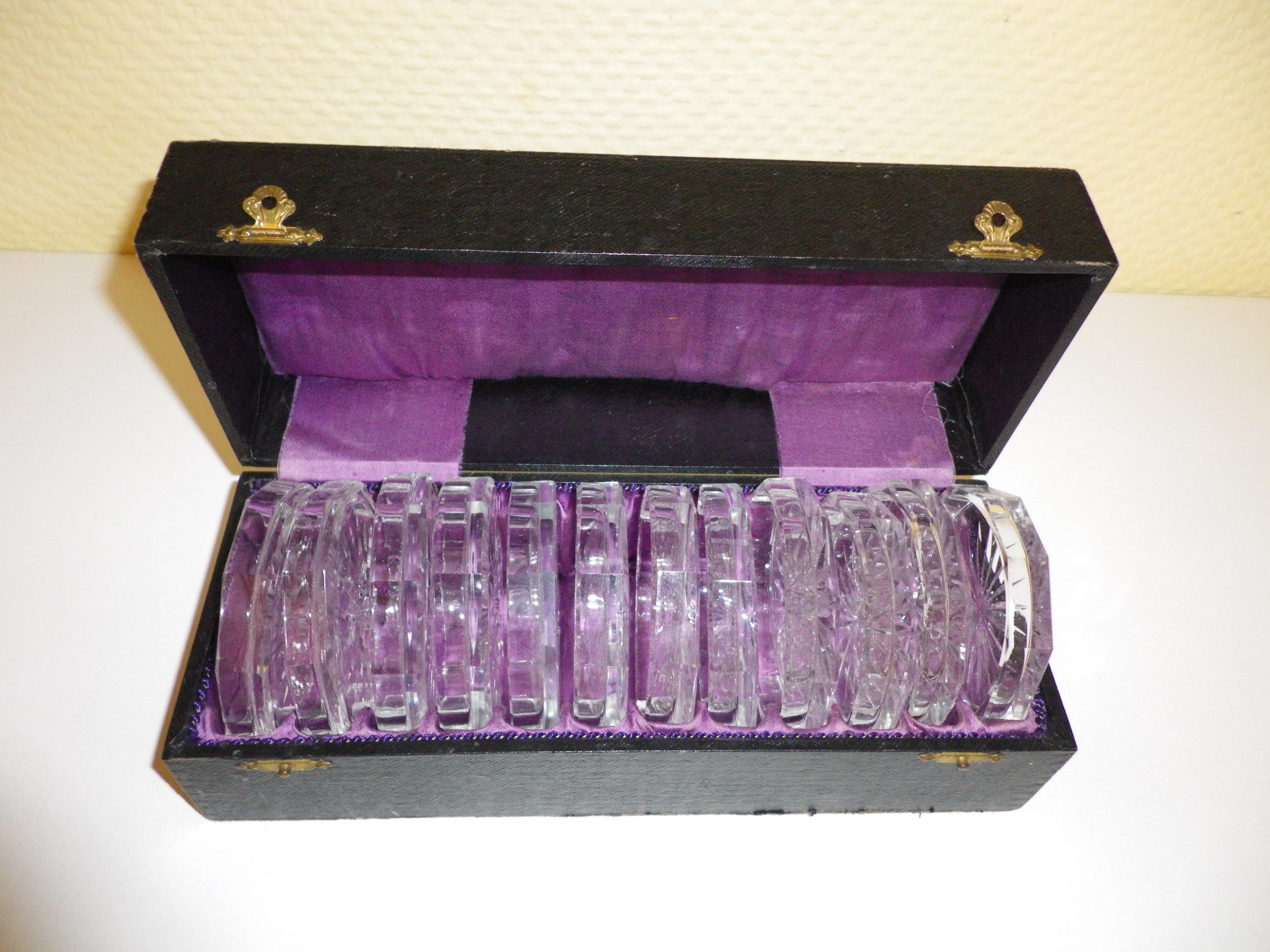 12 under crystal glasses in their original box 1950