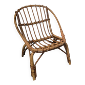 Chaise enfant vintage en rotin – Fauteuil bohème rétro années 70