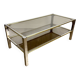 Table basse en chrome et verre fumé à double plateau, années 70