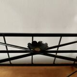 Vintage magazine rack and harness in wood and wrought iron