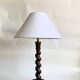 Twisted wooden lamp, cotton shade