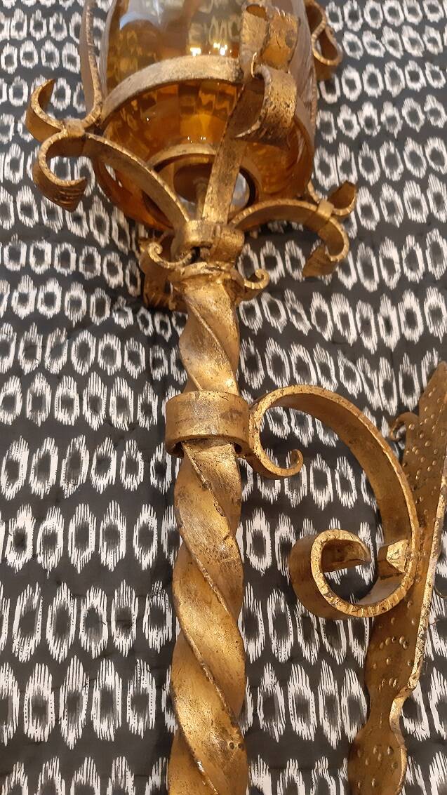 Pair of wrought iron torches