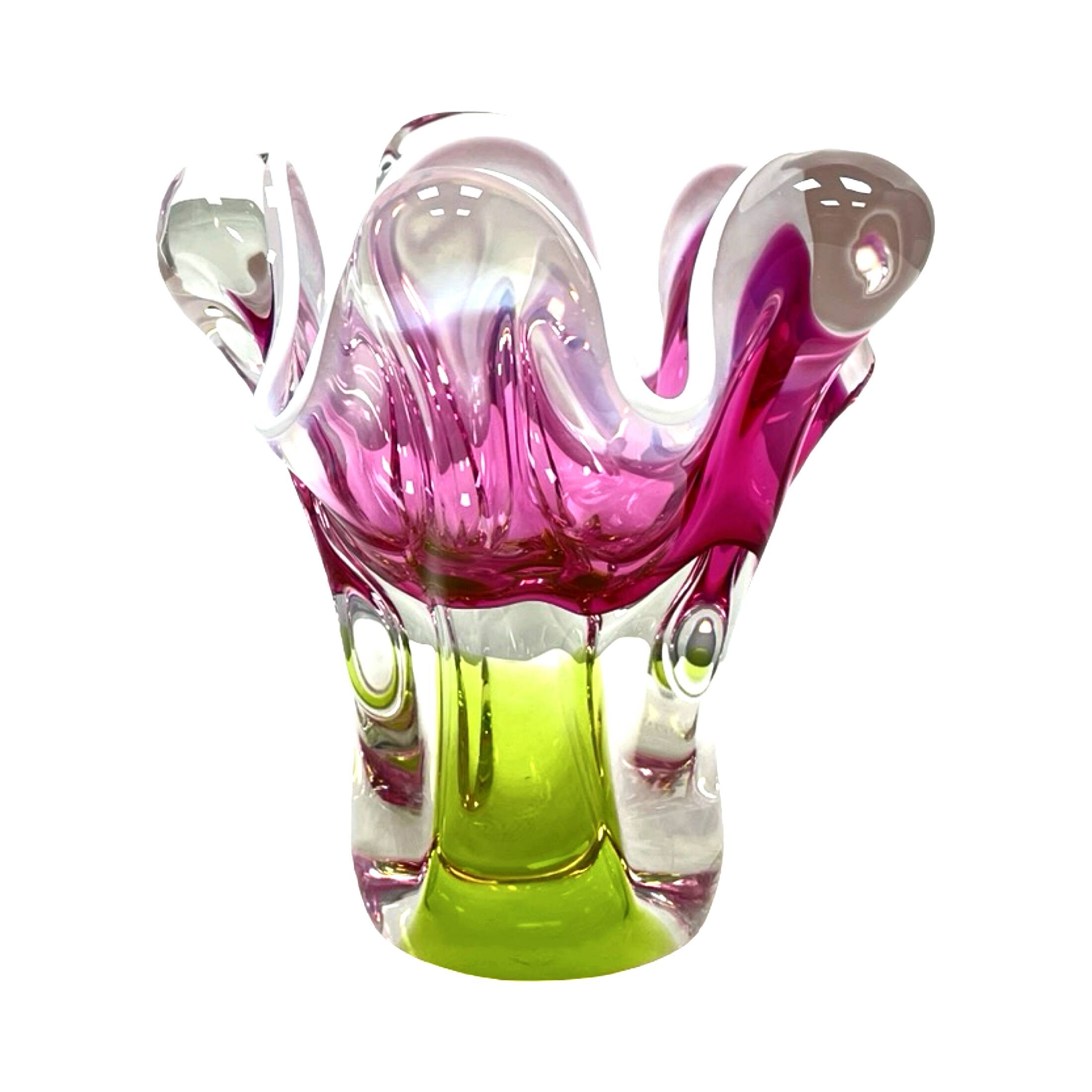 Chřibská Sklárna J. Hospodka vase, art glass, Czechoslovakia, 1960s.