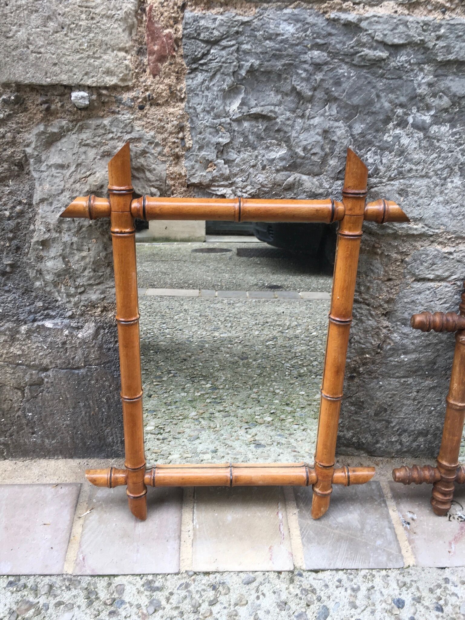 Bamboo imitation wooden mirror 56 x 43