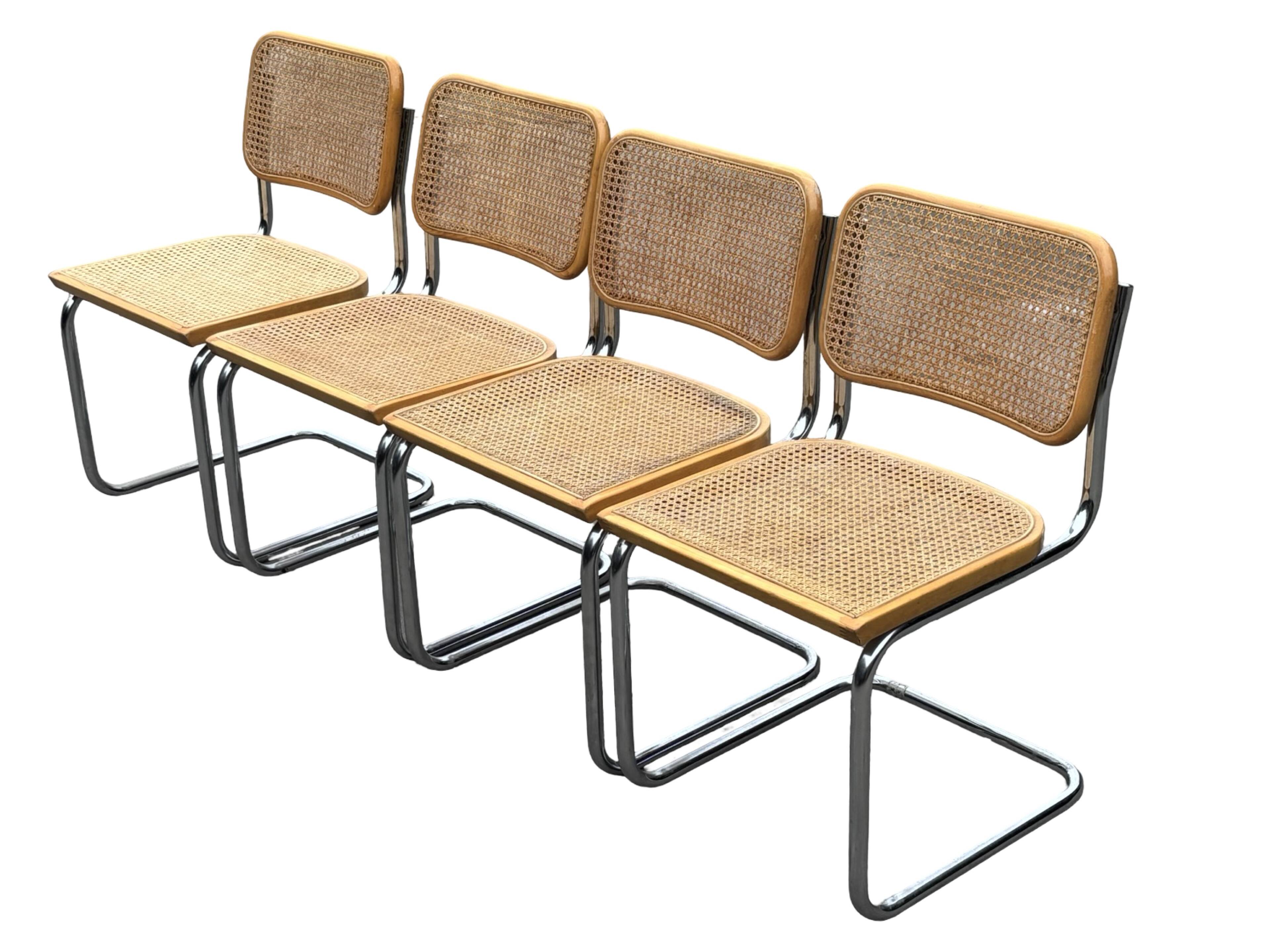 Set of 4 chairs Cesca B32 designed by Marcel Breuer design made in Italy
