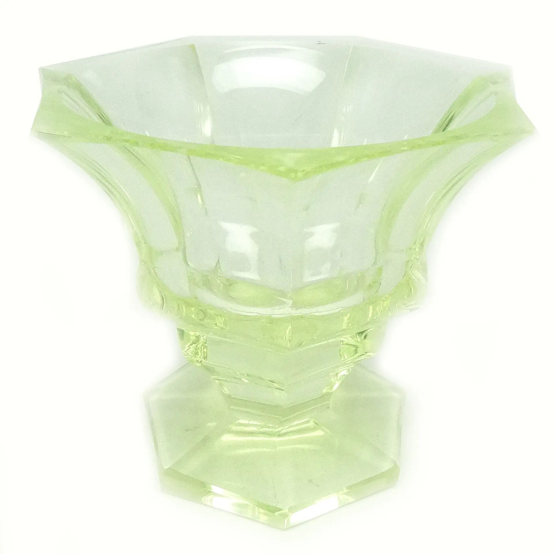 Art Deco vase, uranium glass, Poland, 1930s