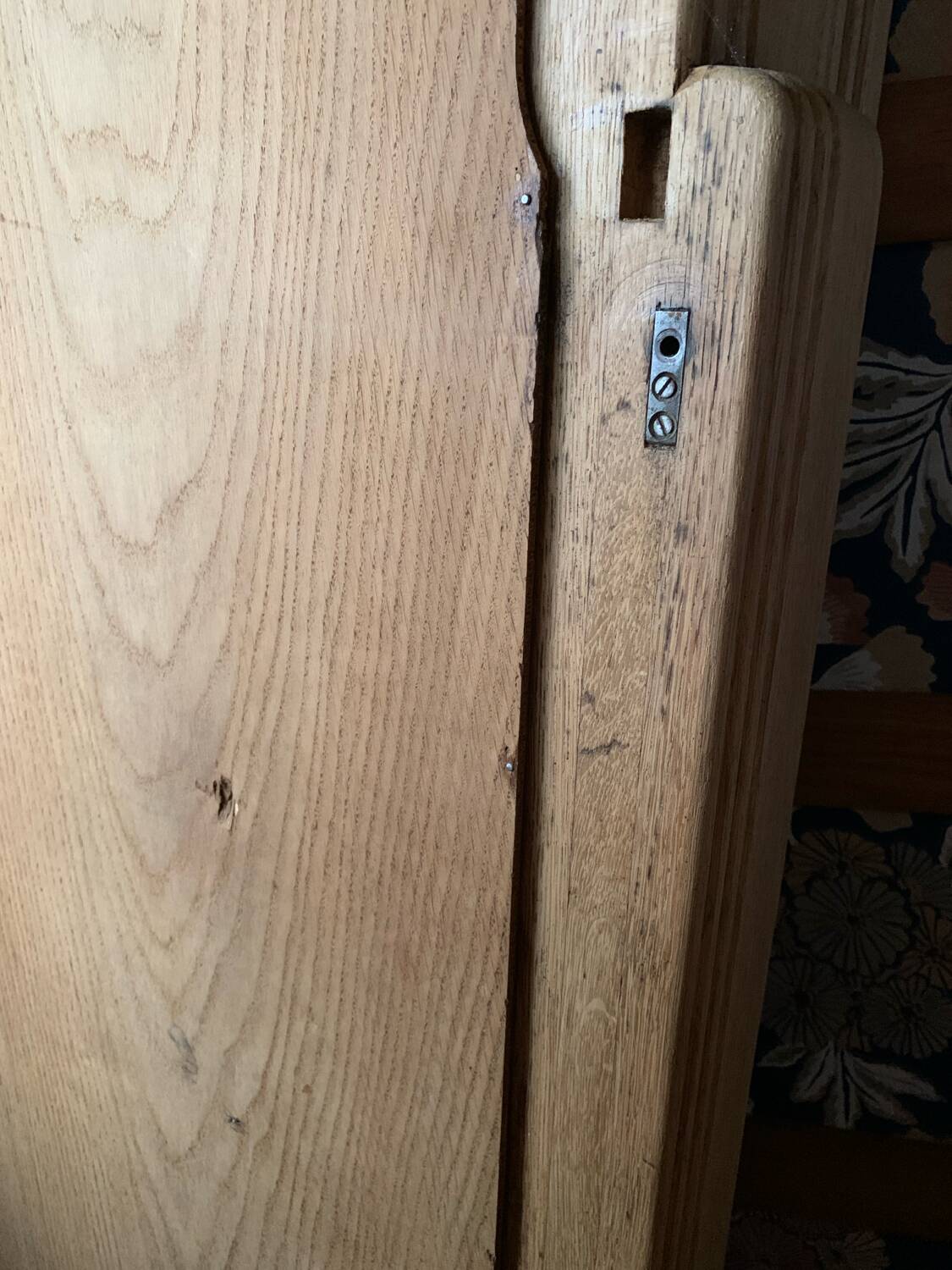 Parisian Art Deco style wardrobe in solid raw oak, 1950