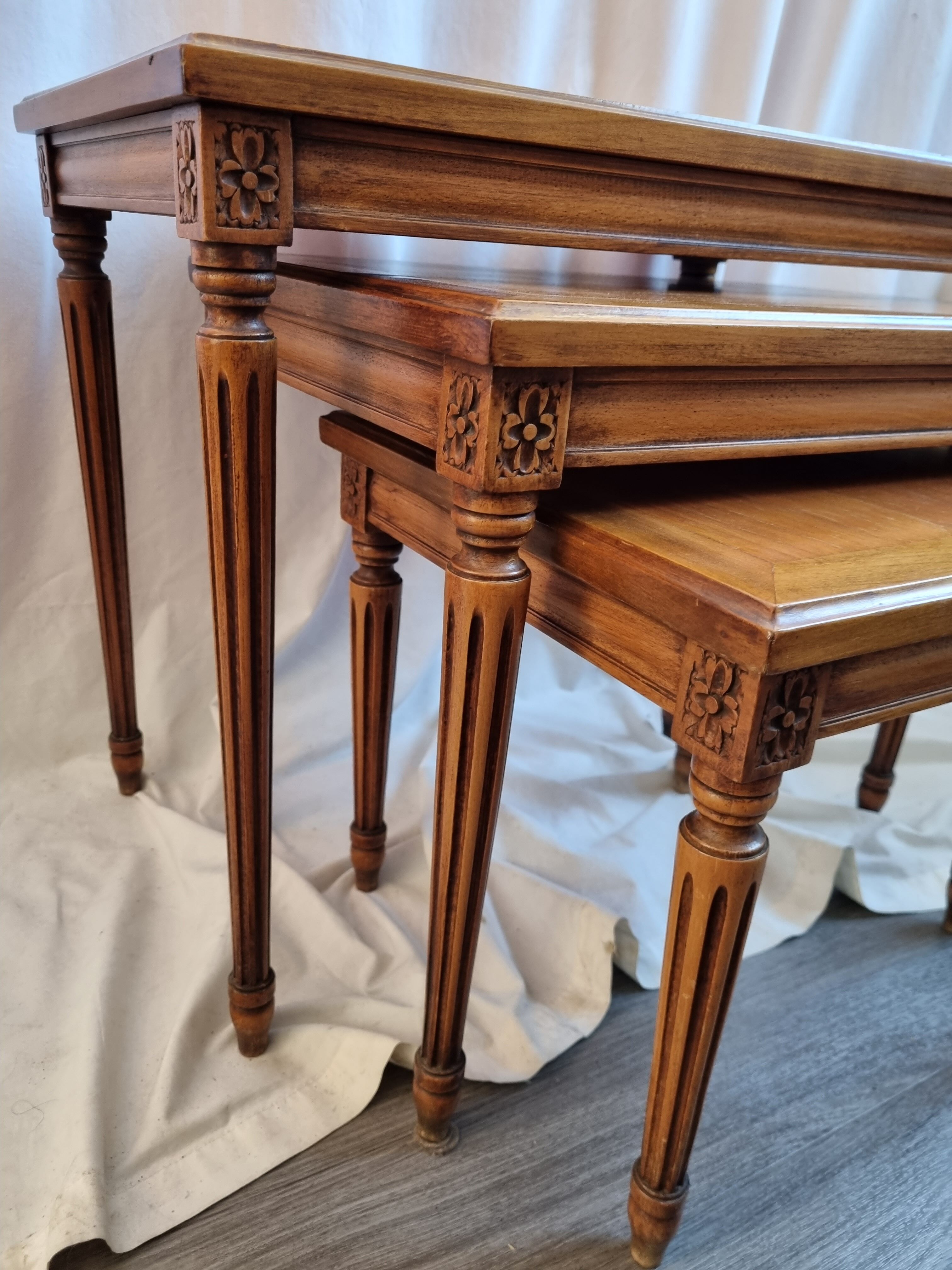 3 cherry trundle tables from 1980