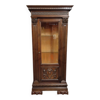 Display cabinet / Antique Renaissance-style bookcase – Carved wood – H 190 cm