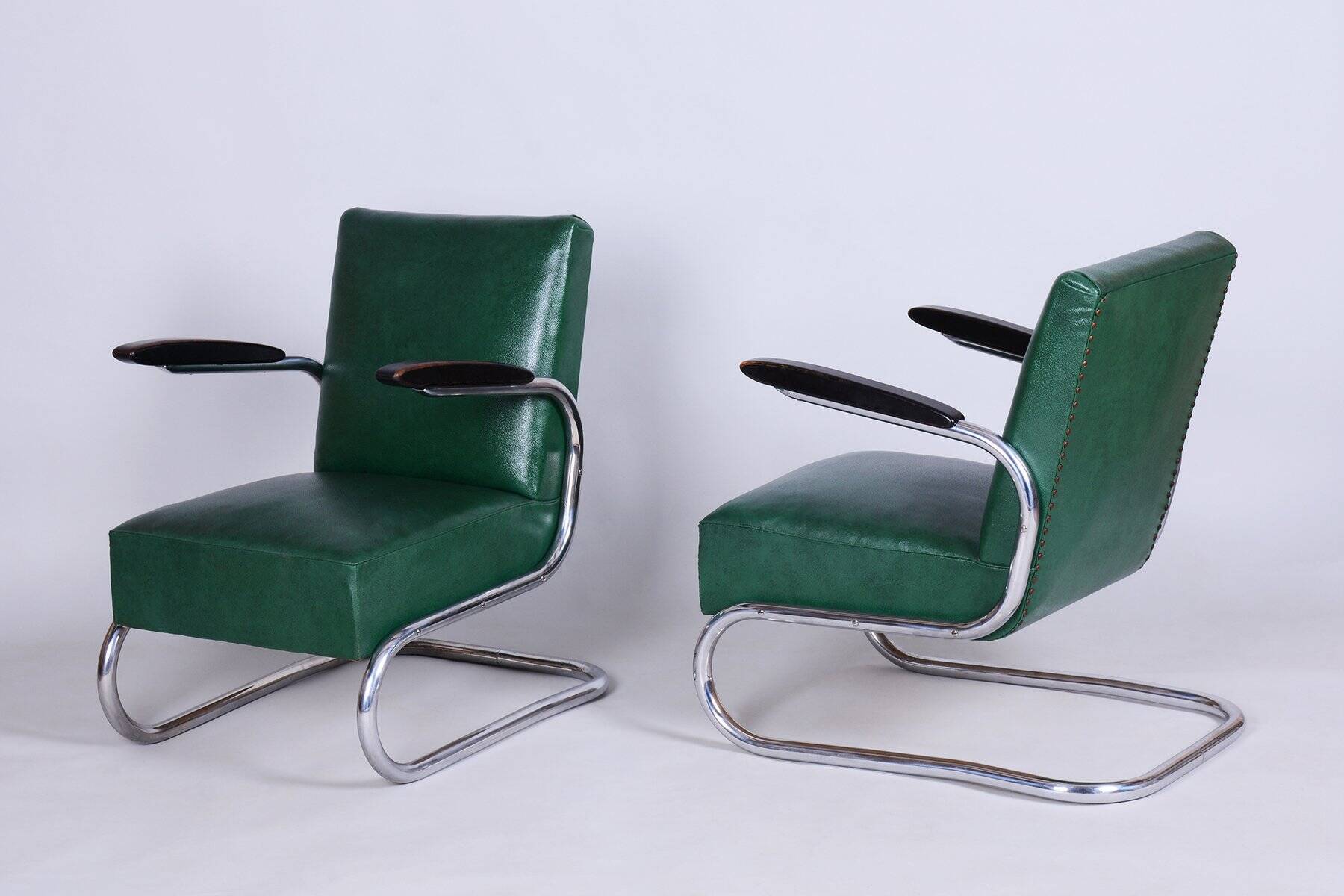 Bauhaus Armchairs in Beech and Chrome from Mauser, Germany, 1930s, Set of 2