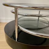 Vintage circular coffee table with triple top - 1980s