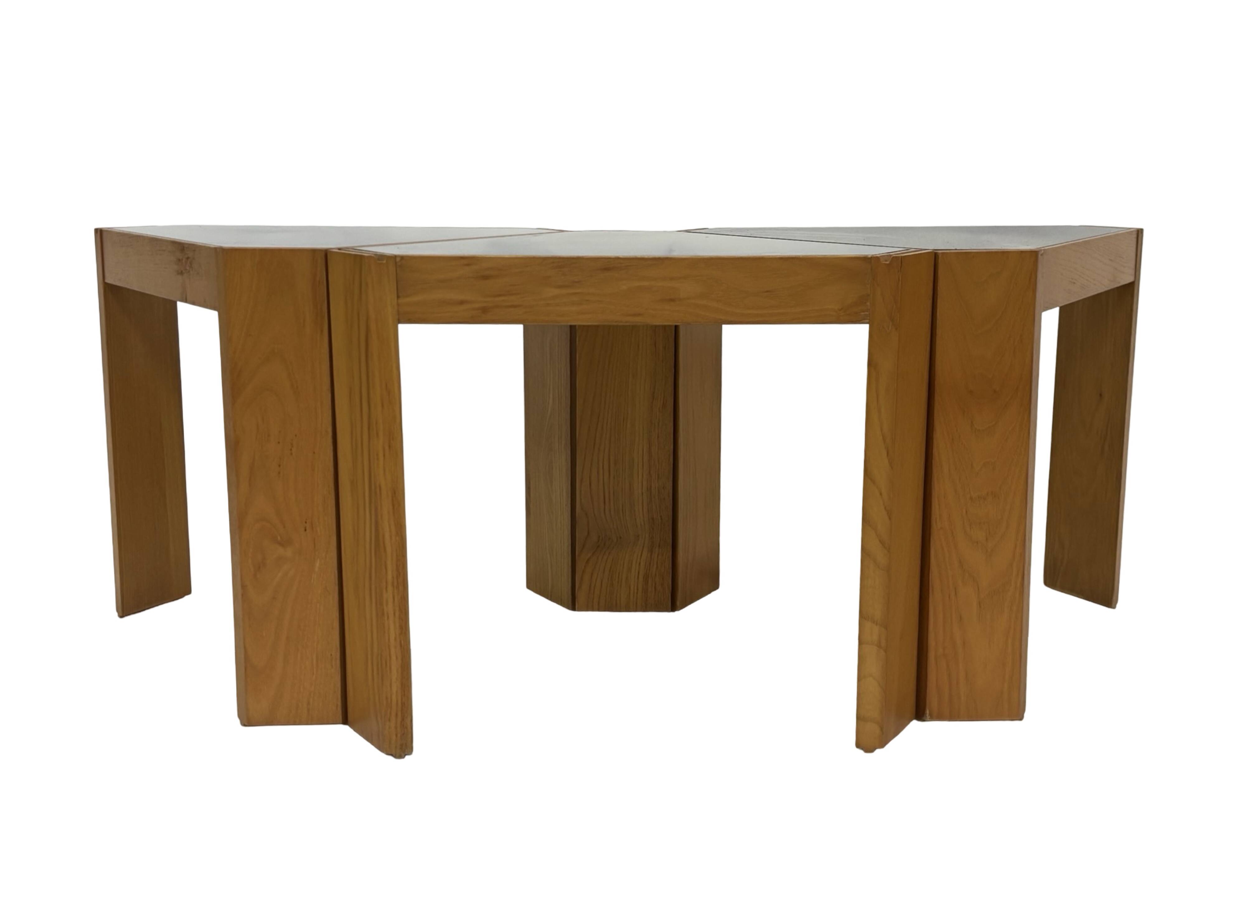 Vintage Set of 3 side tables by Porada Arredi, 1970s nesting tables design