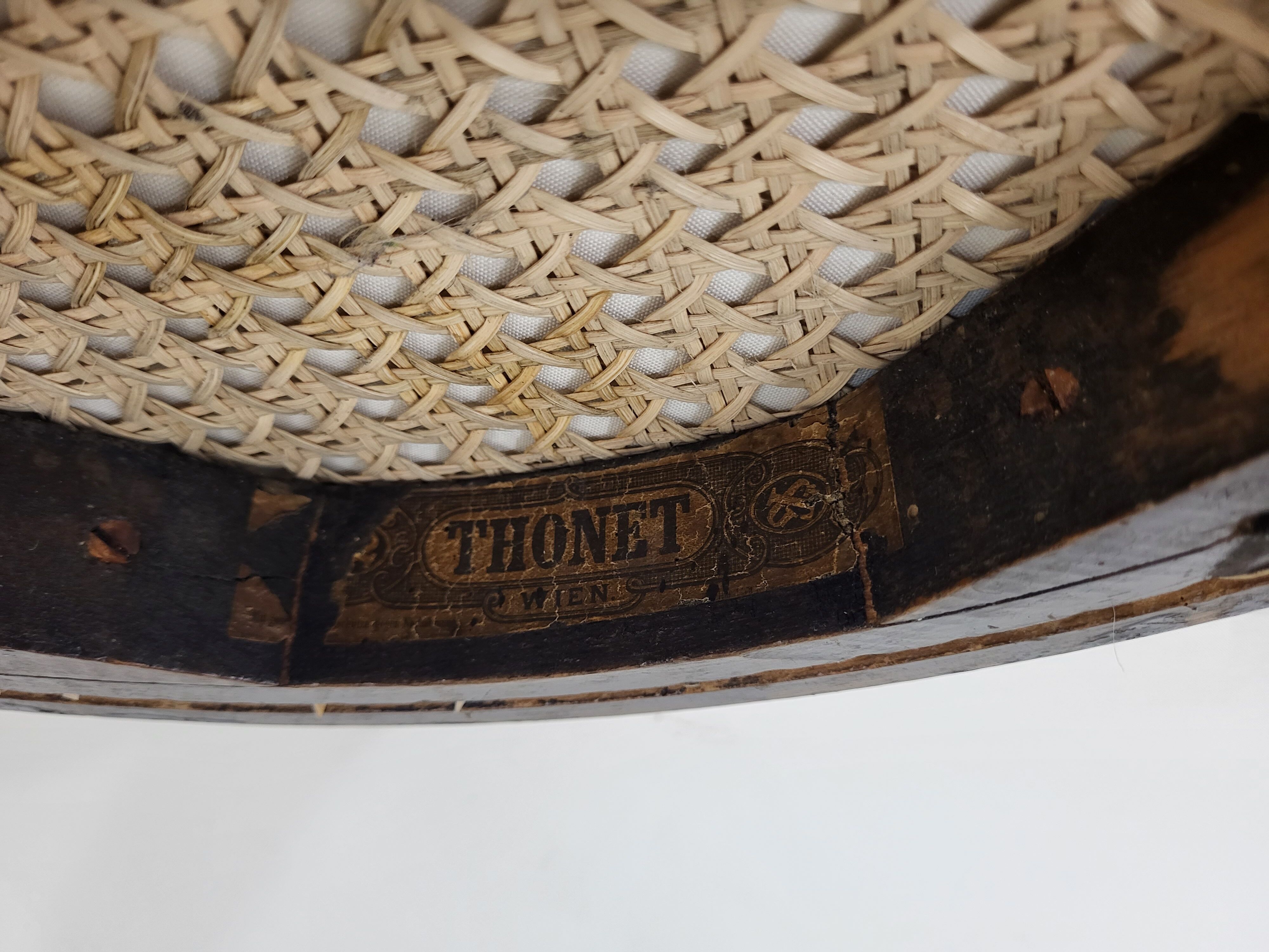 Blackened curved wooden stool Thonet