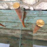 Nesting tables 50s in glass wood and brass