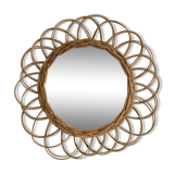 Vintage flower wicker mirror 40x40cm