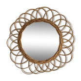 Miroir en osier fleur vintage 40x40cm