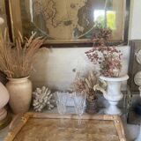 Vintage mother-of-pearl and rattan tray