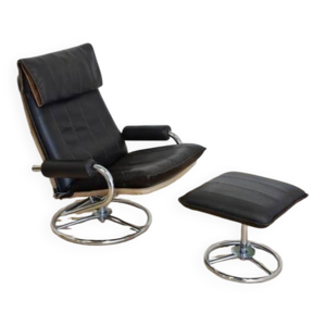 Fauteuil ottoman en cuir