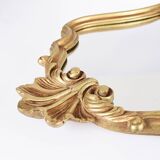 Large old mirror, golden shell, height 70 cm