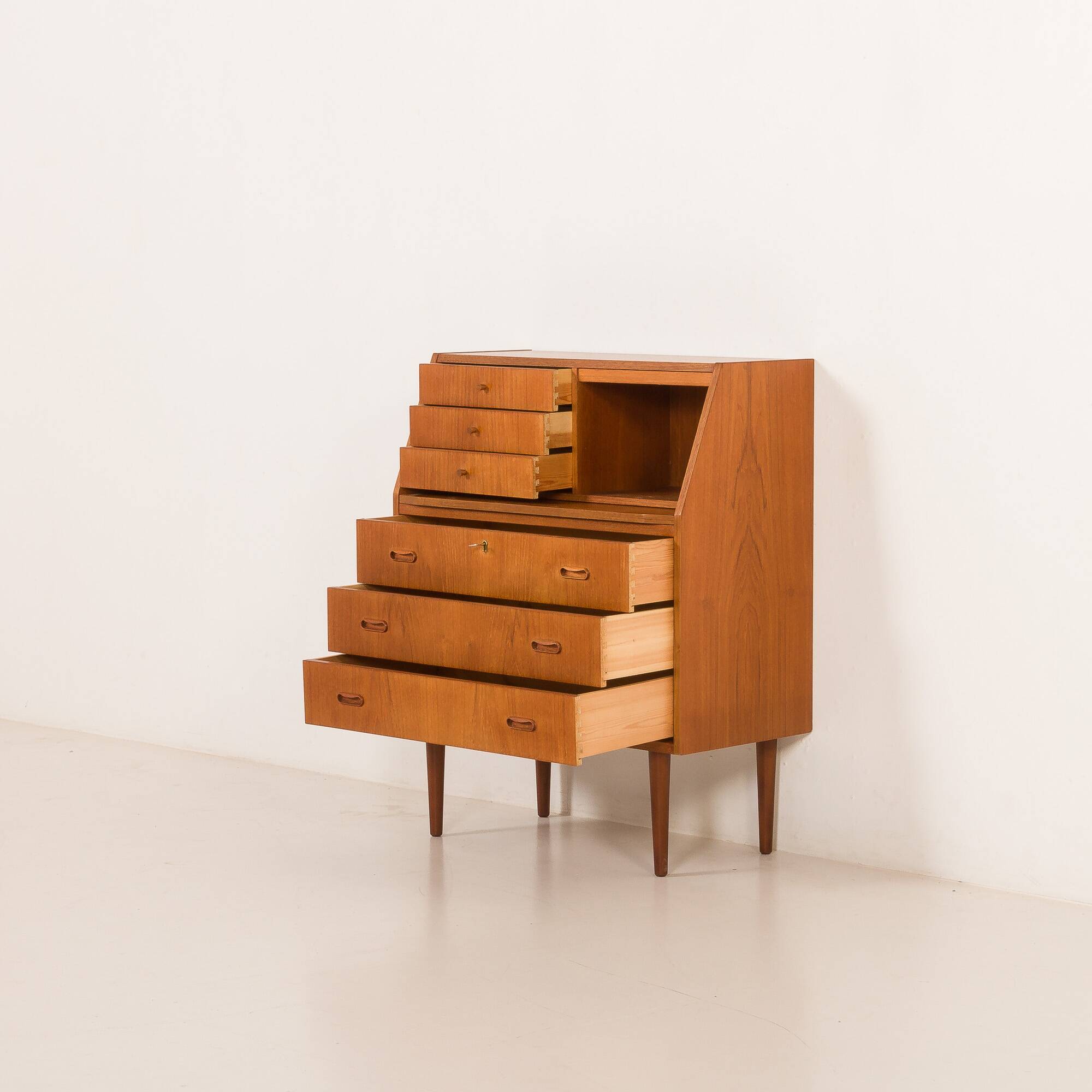 Danish teak secretaire with hidden vanity, 1960s