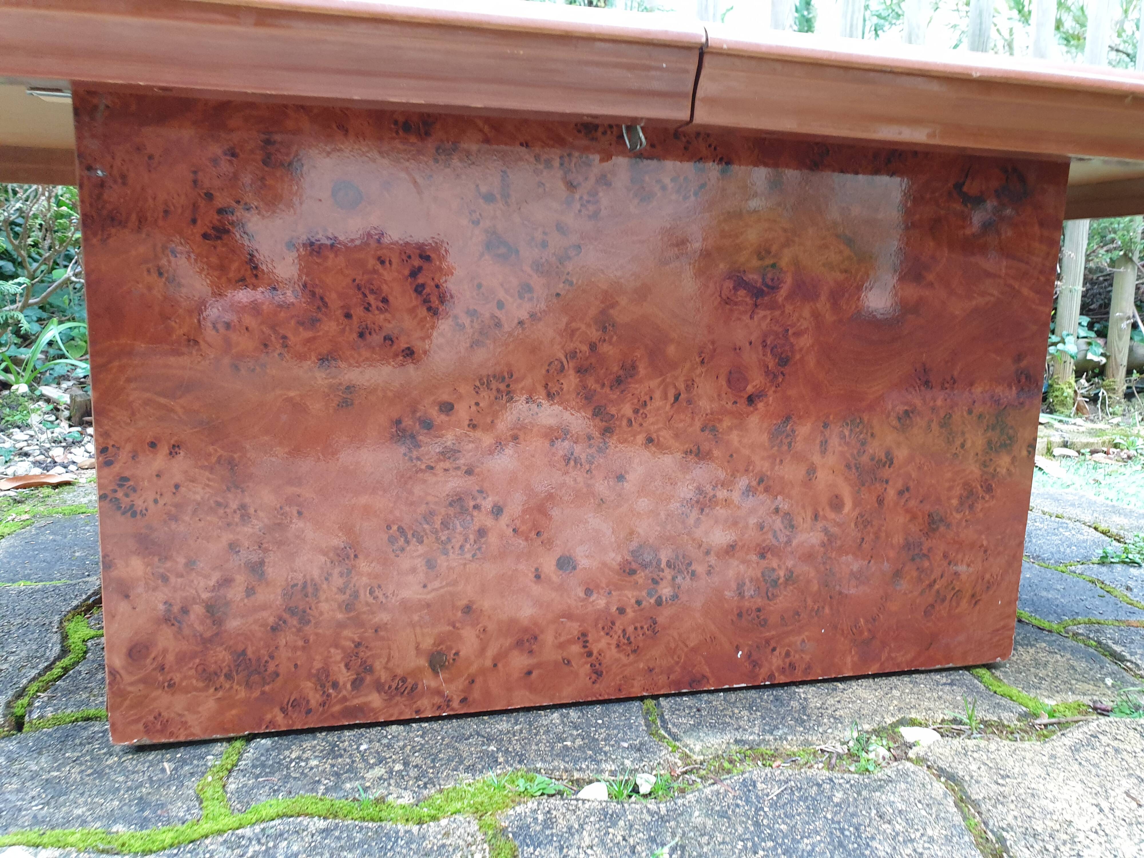 Elm burl cocktail coffee table