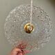 Vintage aabt-jour pendant lamp in molded glass