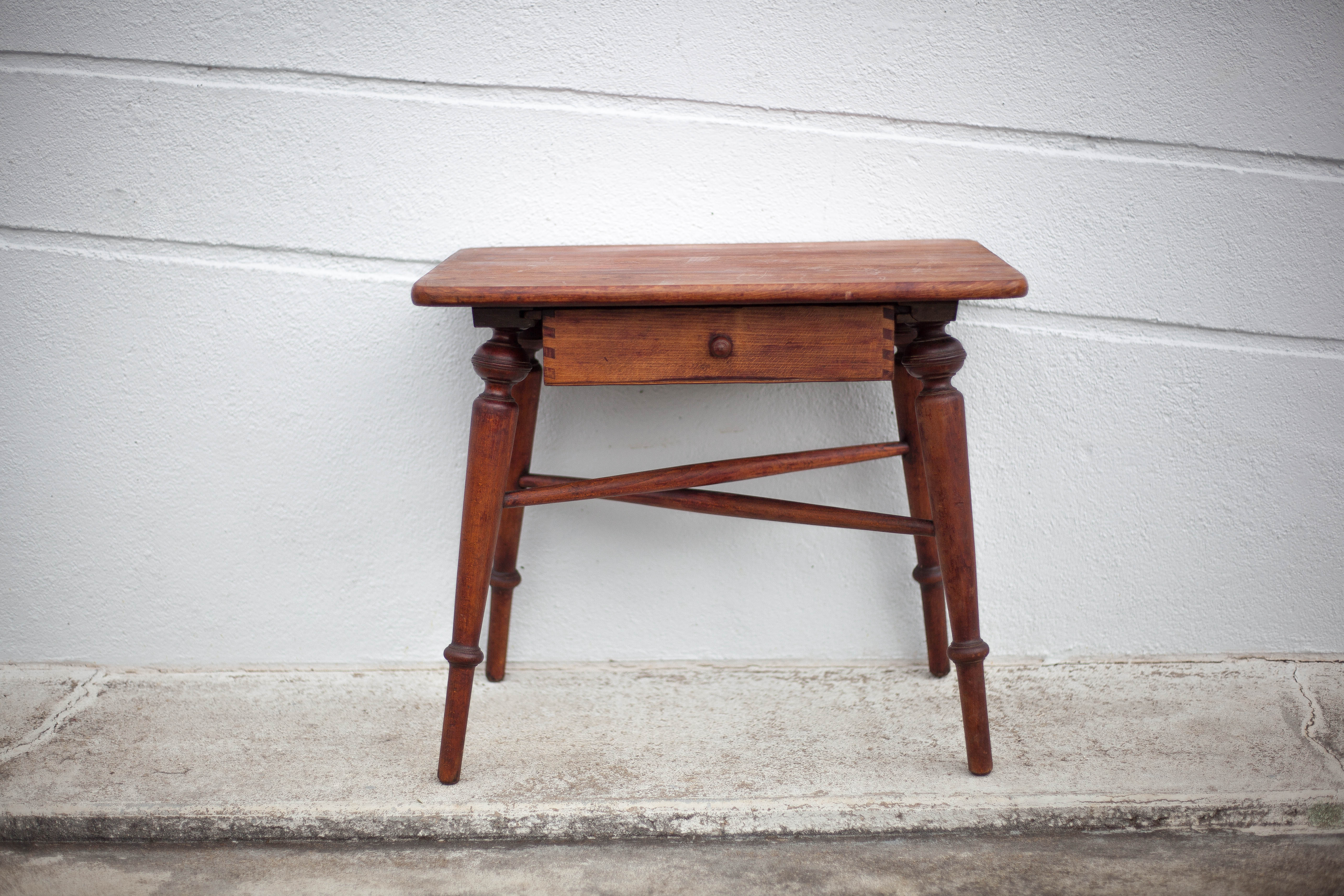 wooden coffee table with drawer, side table, bedside table, vintage end of sofa