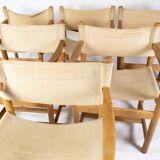 Ensemble de six chaises pliantes modèle J102 conçues par Ditte & Adrian Heath pour meubles FDB, années 1970