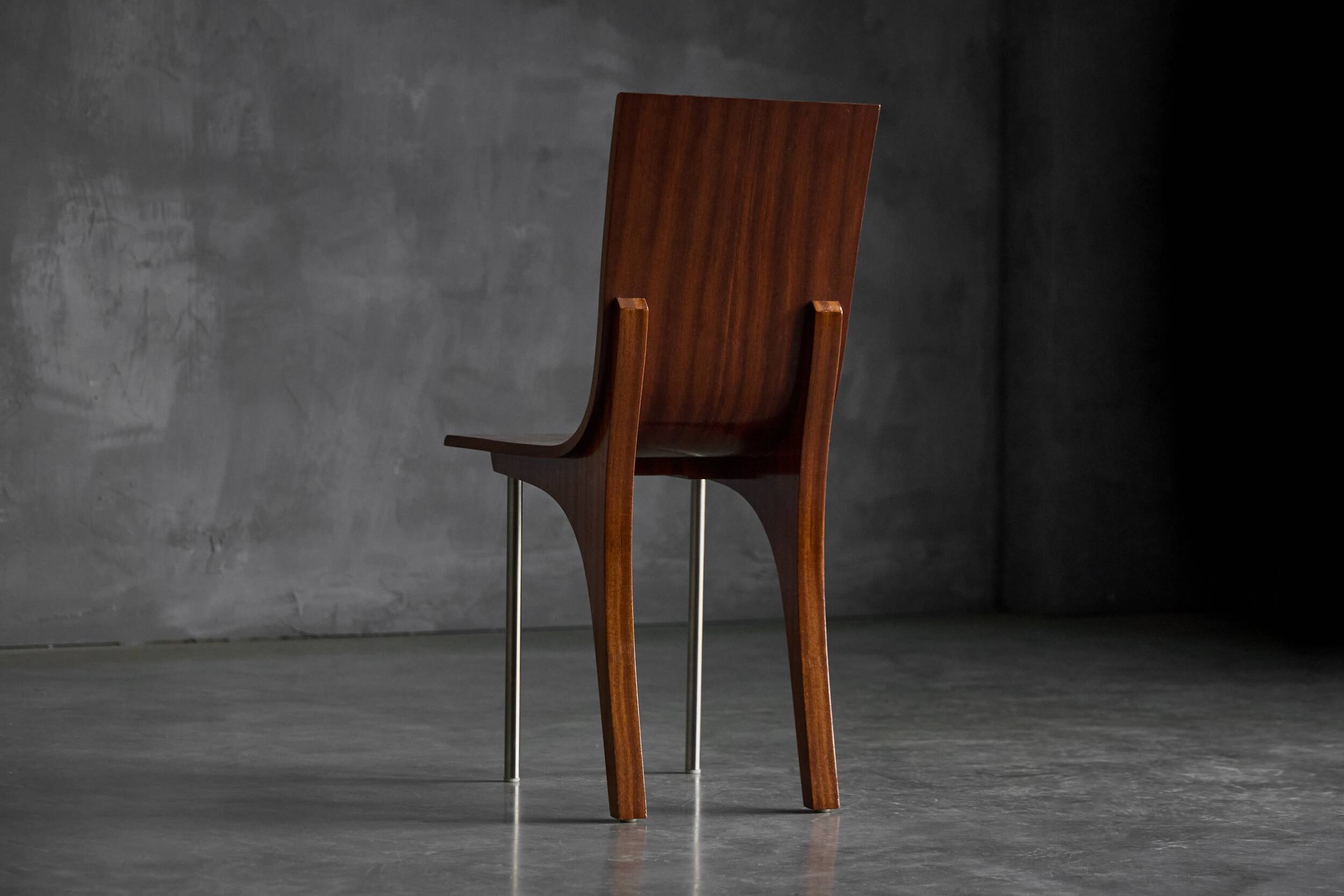 Postmodern Walnut Dining Chairs, Italy, 1980s