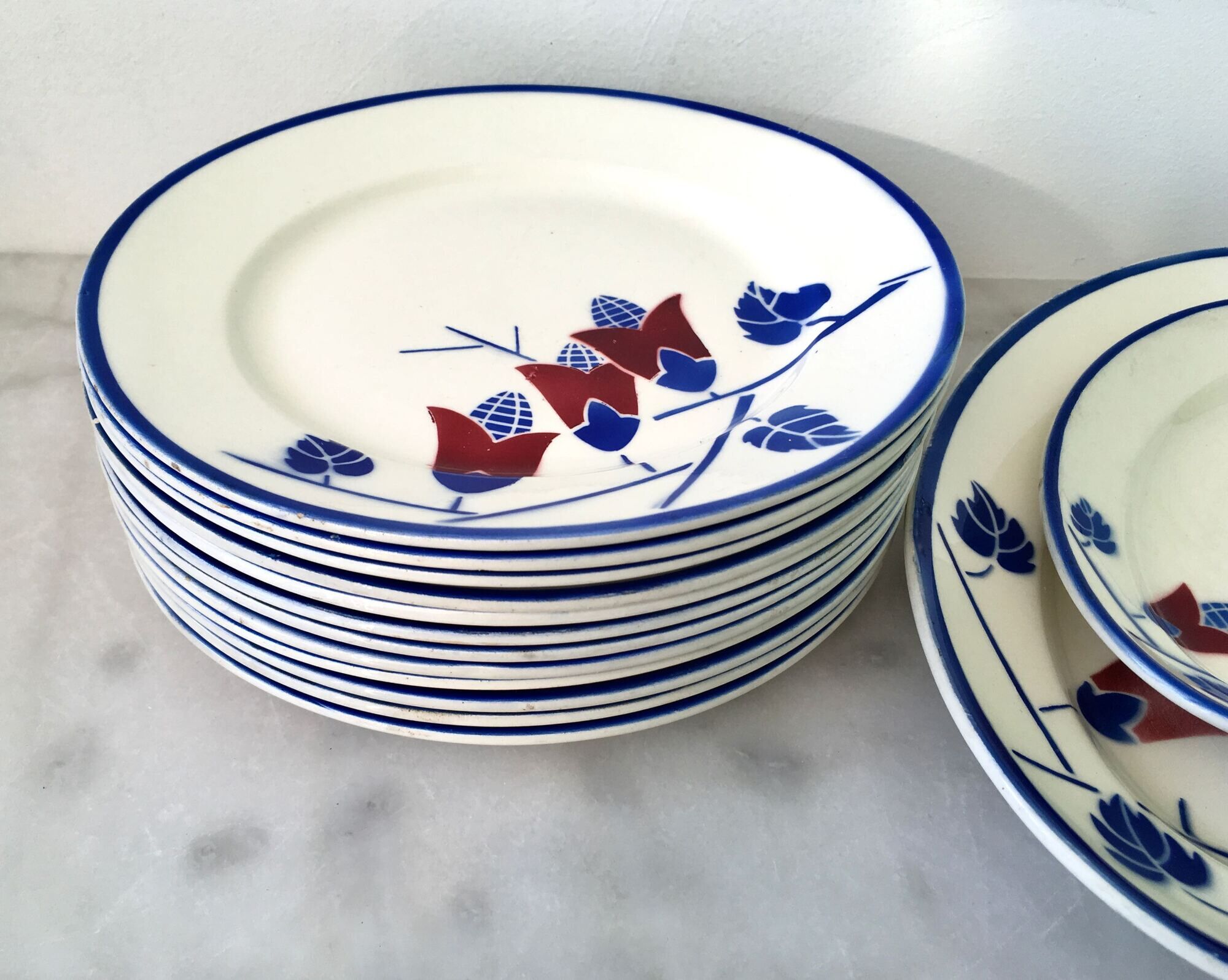 Set of 15 plates art nouveau kg lunéville