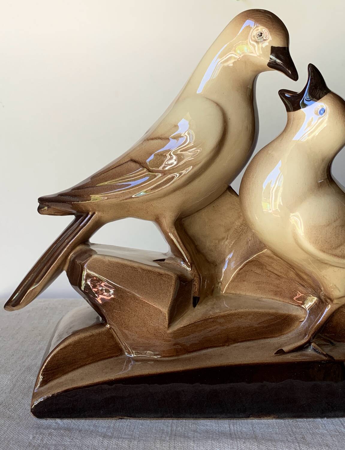 Sculpture céramique Art Deco oiseaux Charles Lemanceau