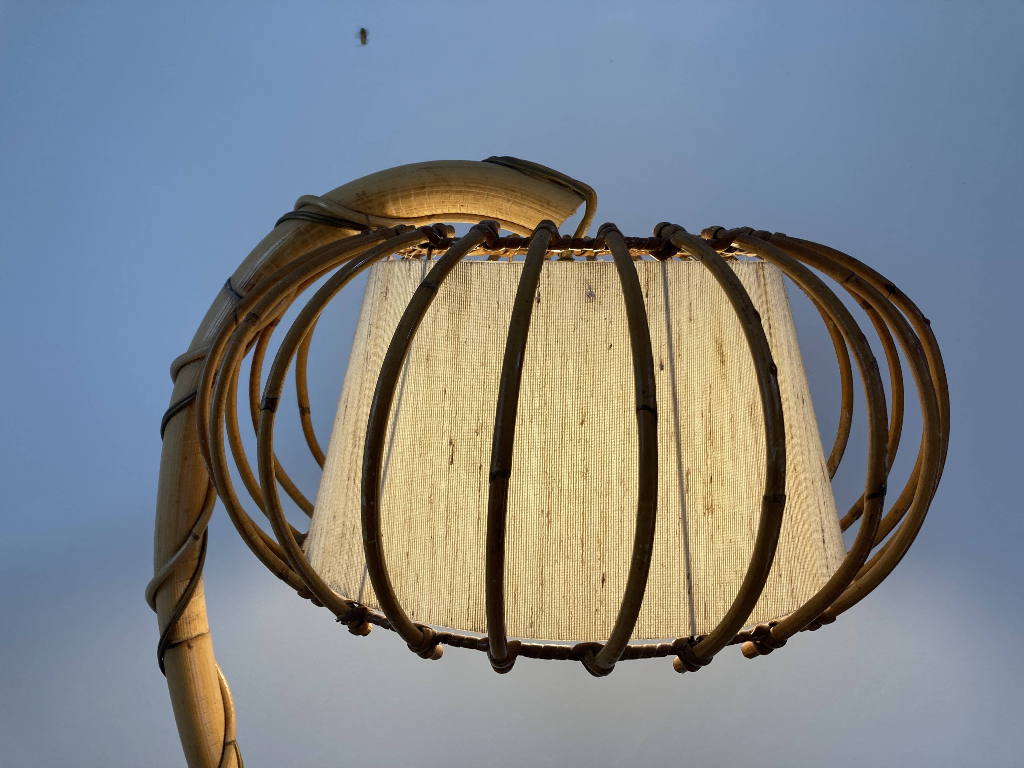Louis Sognot vintage rattan floor lamp