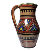 Petit pichet marocain en terre cuite émaillée signé, décor berbère, XXe