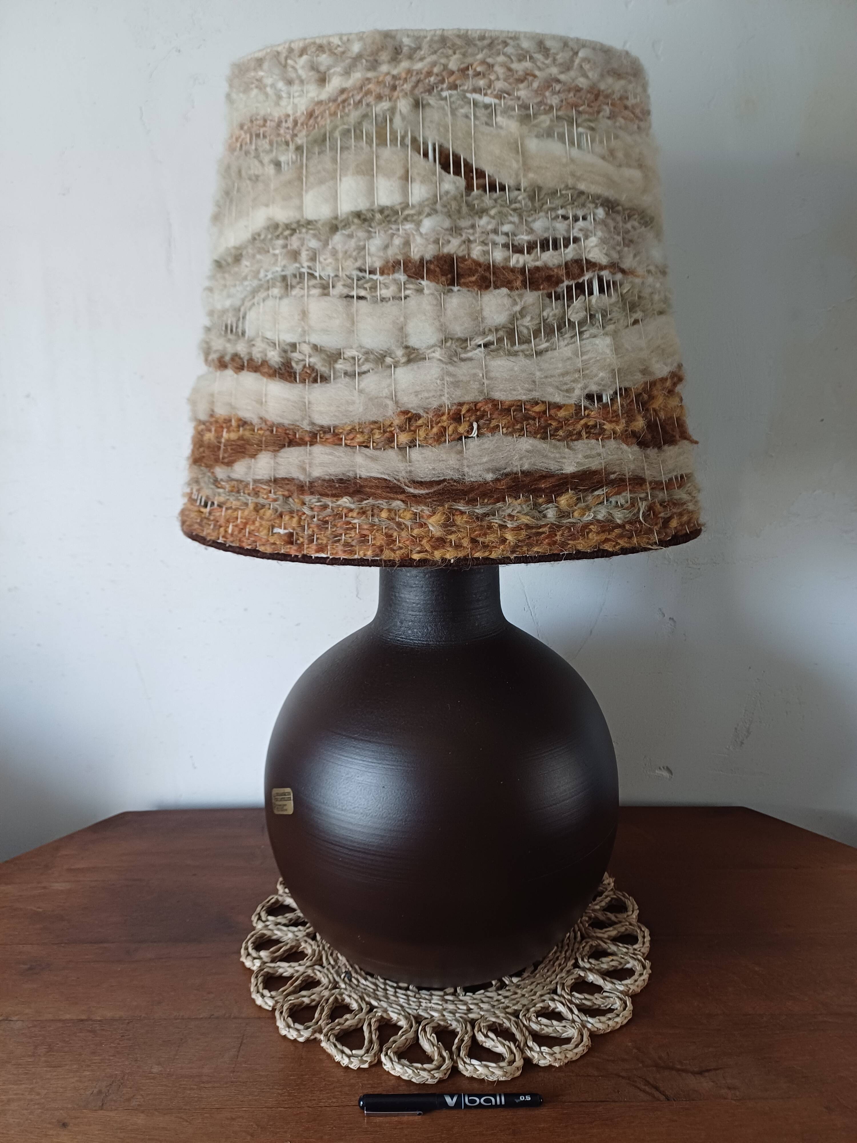 Belgian ceramic ball lamp with handmade shade – 19