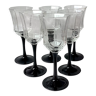 6 Luminarc Octime glasses with black foot art deco style
