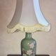 Vintage celadon porcelain lamp with flowers
