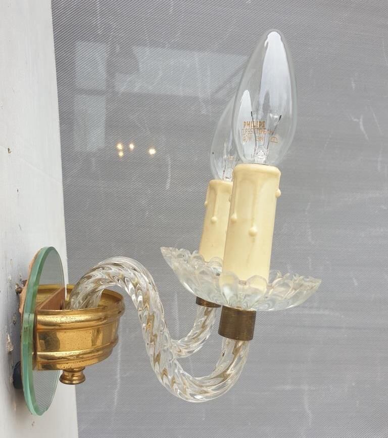 Applique 2 bras verre Murano vintage 1950