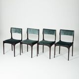 4 chaises en bois et velours Gibelli Giuseppe