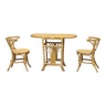 Table et chaises bistrot tête à tête rotin bambou 1970