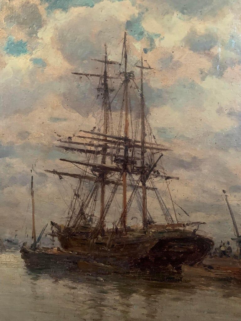 Breton, Marine, oil on canvas marouflée, nineteenth century
