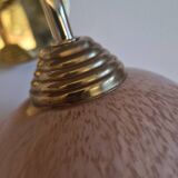 Art Deco wall light pink ball in Clichy glass with silver edging