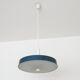 Grande suspension Mid Century métal laqué verre opalin gravé 1960