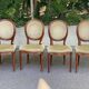 4 chaises Louis XVI médaillon bois massif et velours doré
