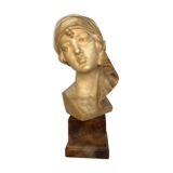 Sculpture alabaster 1900 by l romiti rebecca bust art nouveau double patina