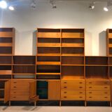 Danish large modular teak shelving unit bookcase, 70s