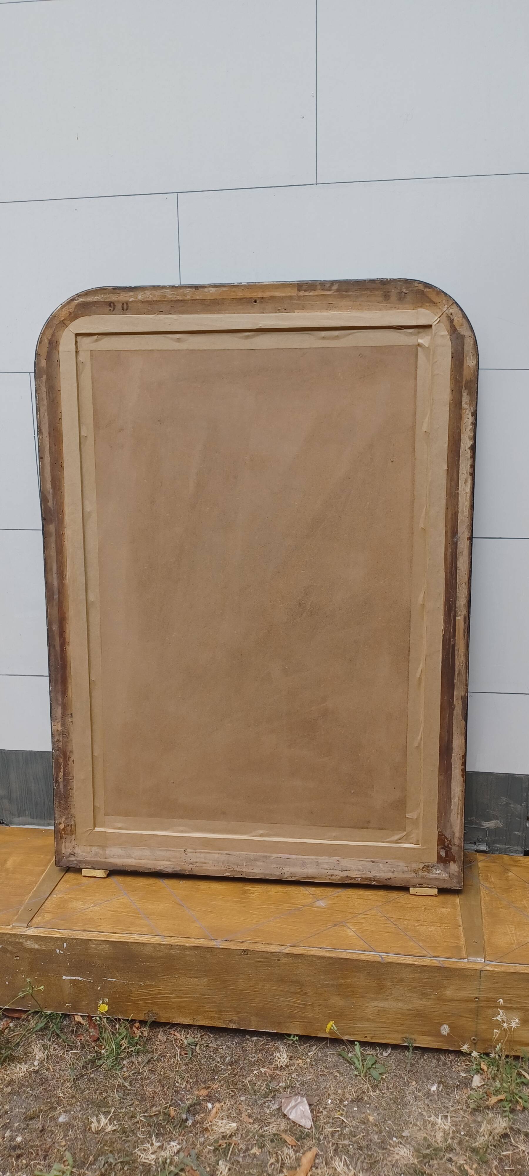 Vintage grand mirror in the 1970s style black and gold 109 x 79 cm