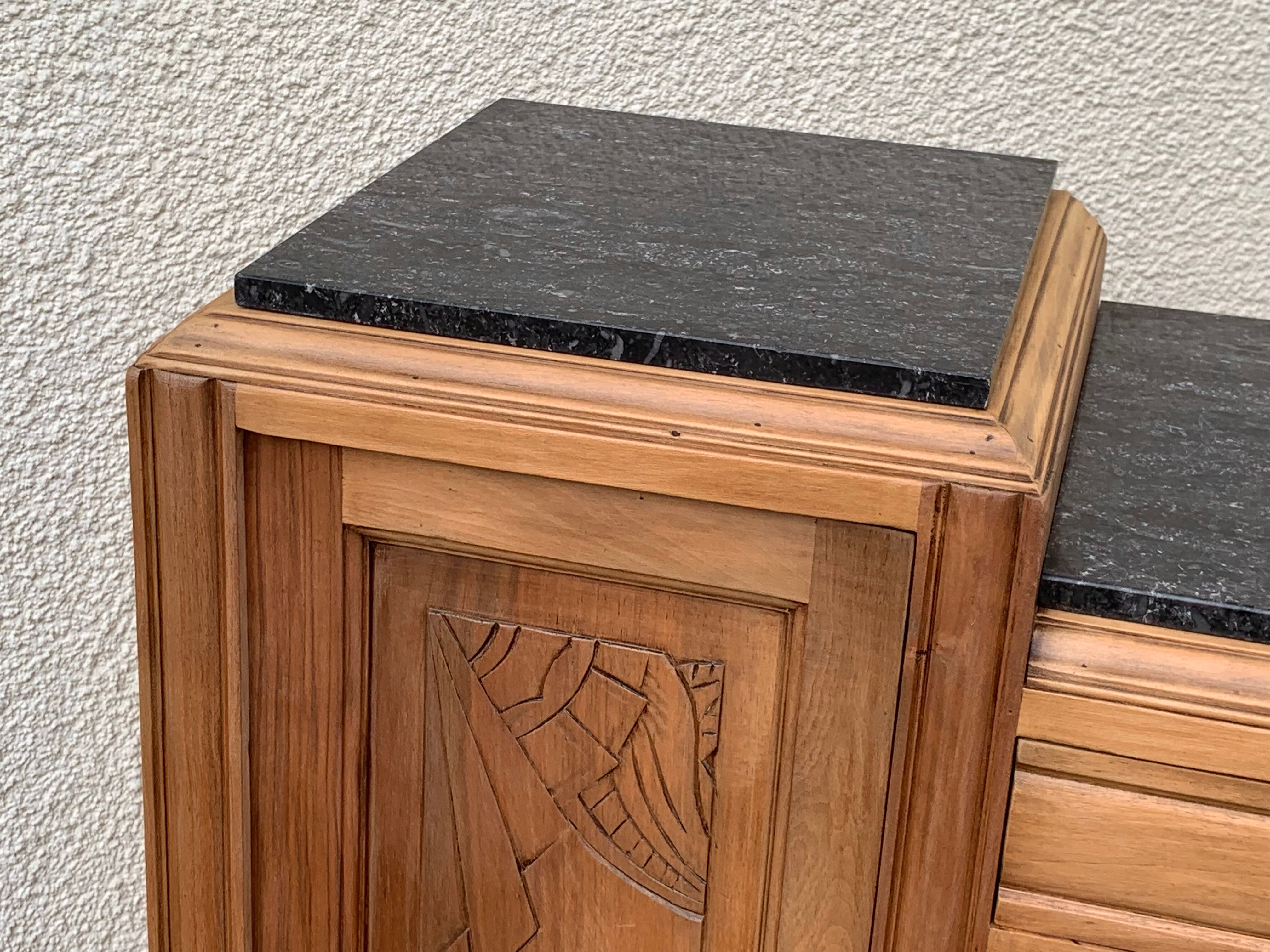 Parisian art deco buffet walnut brut massive 1920